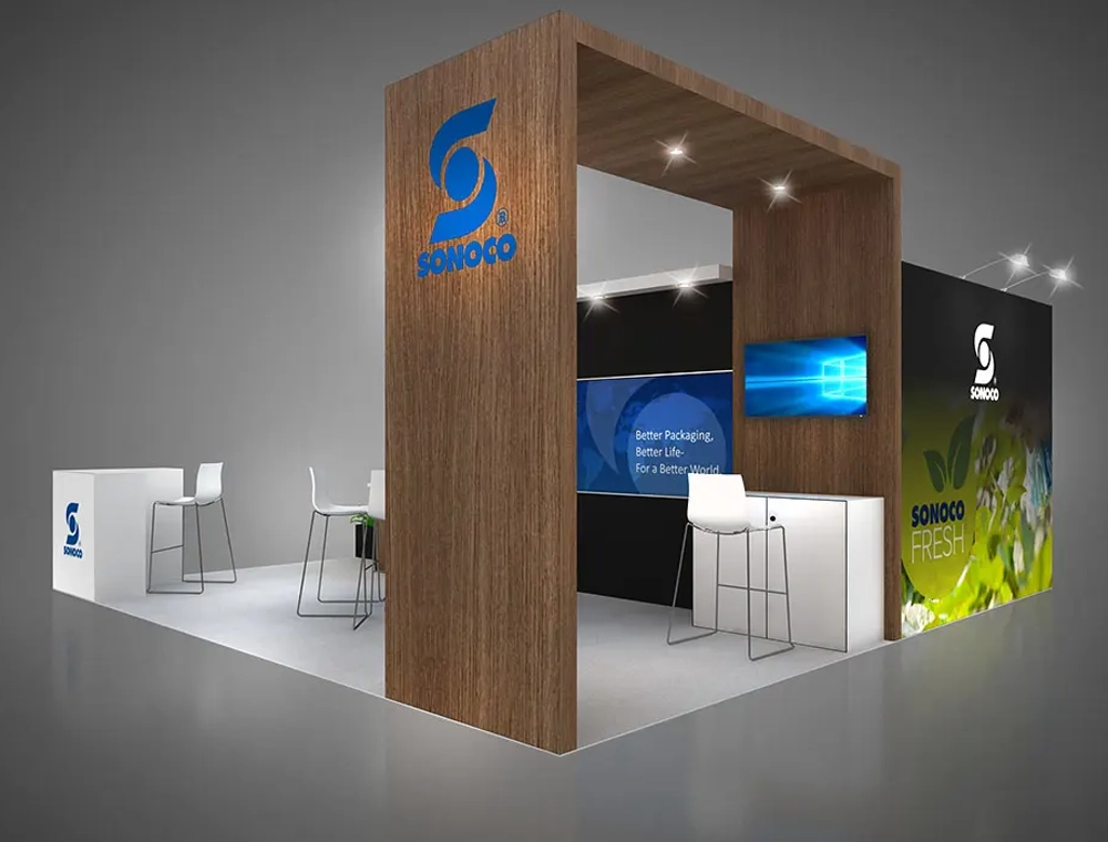 Modern 20x20 trade show display setup